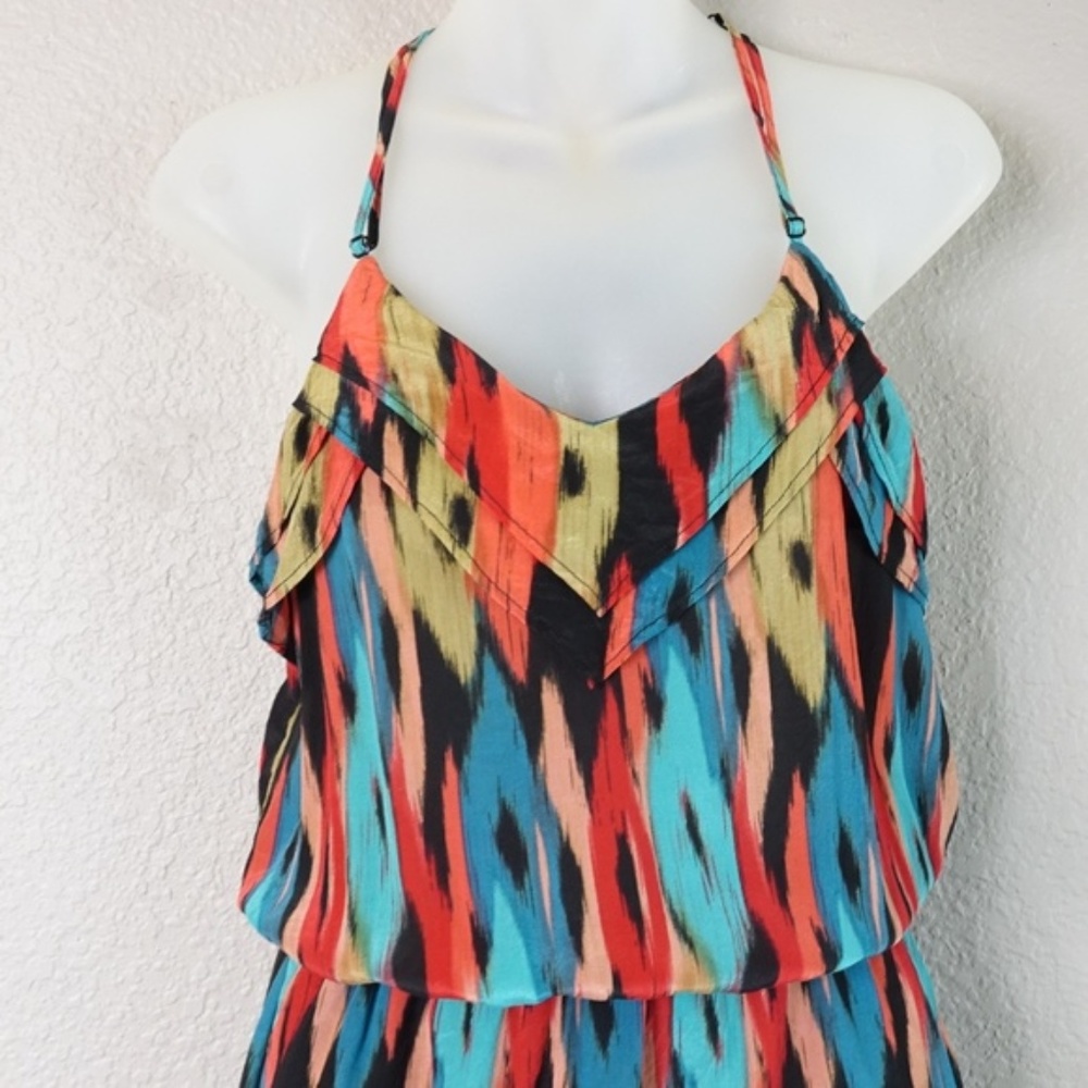 Rieley Silk Adjustable T-Strap Geo Print Dress